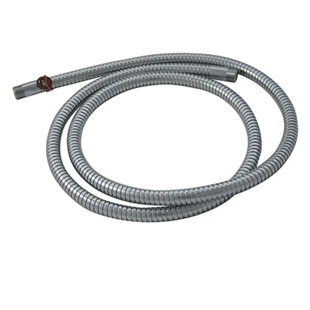 Chromfarbener Schlauch mit gewendeltem Design, möglicherweise von Kludi, geeignet für Sanitärinstallationen oder als Ersatzteil.